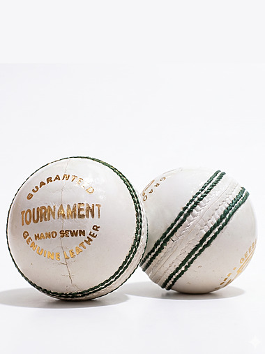 GeeBax Tournament Cricket Leather Ball (White)